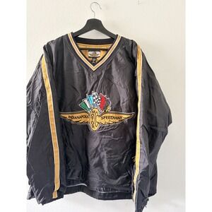 Vintage Indianapolis Motor Speedway Windbreaker Jacket Mens XL Black Pullover